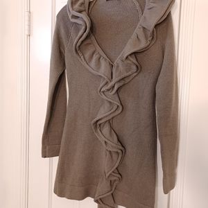Long ruffle-front cardigan The Limited Size XS taupe